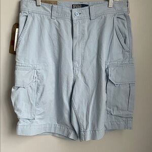 New Polo by Ralph Lauren Men's Light Blue Gellar Fatigue Cargo Shorts Size 34